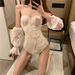 Real price ~ swimsuits show thin cover belly hot spring lace flower sexy fairy one-piece swimsuits