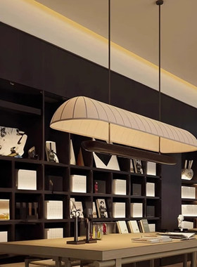 新中式中国风餐厅岛台民宿商用收银吧台日式茶室禅意侘寂长条吊灯