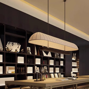 新中式中国风餐厅岛台民宿商用收银吧台日式茶室禅意侘寂长条吊灯