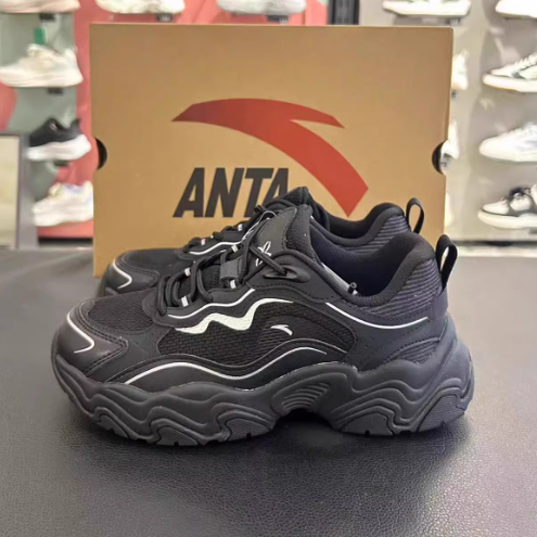 安踏正品女鞋2024冬新款陨石系厚底增高复古老爹休闲鞋122448856