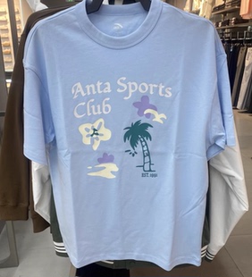 安踏正品T恤女2024夏新款圆领时尚全棉潮宽松短袖针织衫162428104