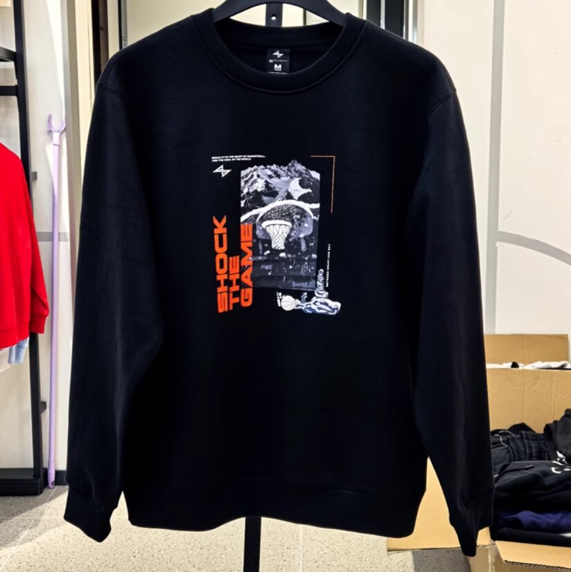安踏正品男装2024冬新款篮球时尚加绒套头圆领运动卫衣152441705N图片