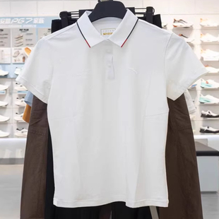 安踏正品女短袖POLO衫2025夏新款商务潮翻领冰丝运动T恤162537102