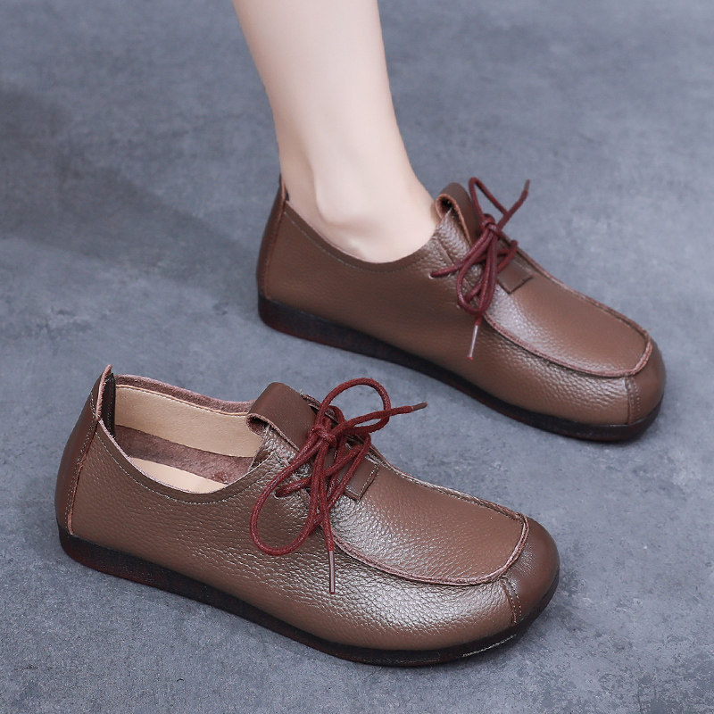 舒适防滑超软牛筋底妈妈鞋中老年舒适不累脚深口单鞋系带真皮女鞋,女鞋,深口单鞋,淘宝优惠券,粉丝福利购,淘宝优惠卷