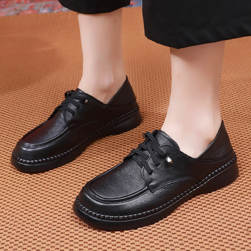 舒适防滑中老年女鞋一脚蹬软皮鞋真皮软底妈妈鞋秋季新款深口单鞋,女鞋,深口单鞋,淘宝优惠券,粉丝福利购,淘宝优惠卷