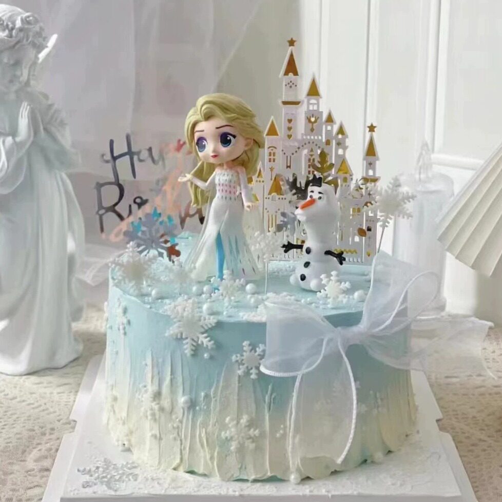 上海网红冰雪奇缘艾莎皇后公主儿童女孩闺蜜冰淇淋奶油蛋糕