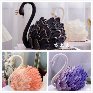 上海八喜冰淇淋高颜值网红黑白天鹅新鲜水果低糖动物奶油生日蛋糕