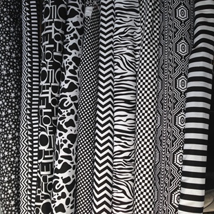 加厚棉麻印花帆布沙发布套桌布窗帘抱枕包宠物窝座垫黑白条斑马纹