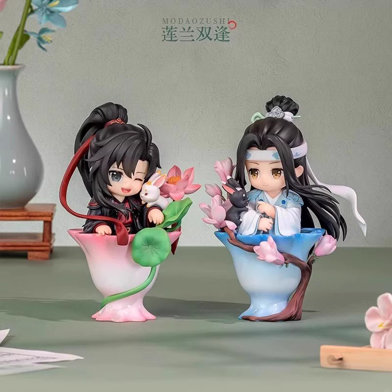 魔道祖师动画瓷韵花语系列Q版手办盲盒蓝忘机魏无羡潮玩手办公仔