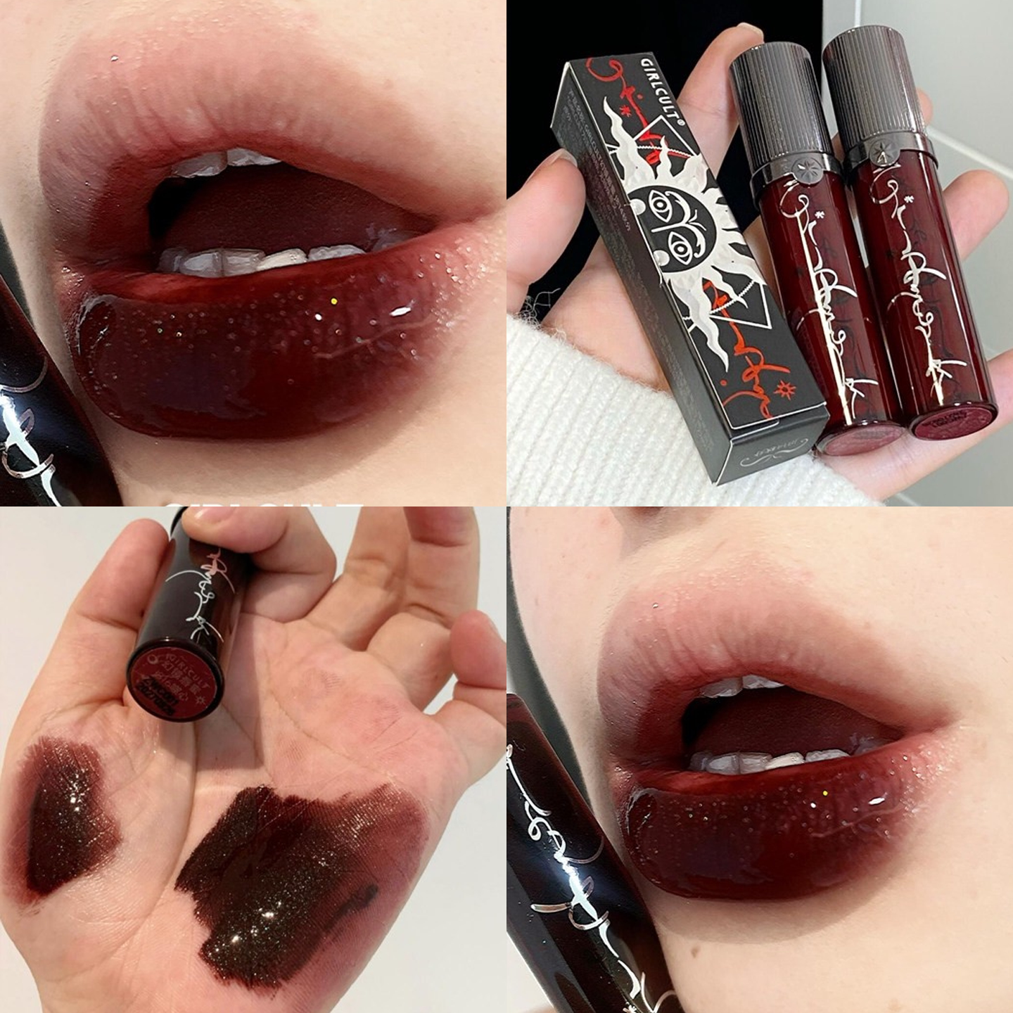 thumbnail for Dark system! Girlcult lip glaze Miaojiang girl's lip cream mouth black autumn equinox red water film is not easy to stick to the cup j816