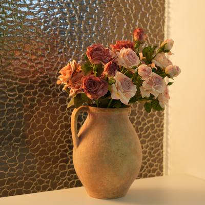 中式复古手工做旧陶瓷圆形花瓶