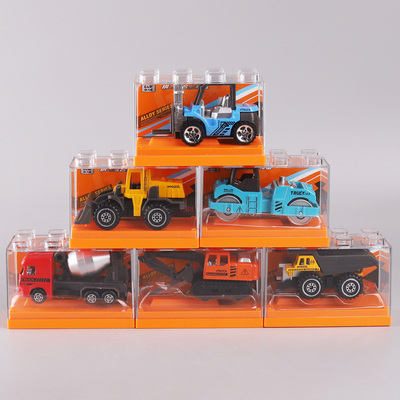 亚克力盒合金工程车儿童滑行工程车压路机搅拌车推土机模型运输车