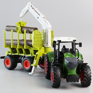 儿童拖拉机玩具车男孩滑行运输拖车模型大号翻斗车抓木机车厢套装