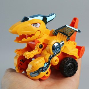 撞击儿童碰撞变形恐龙战车汽车益智变身玩具车男孩霸王龙惯性旋转