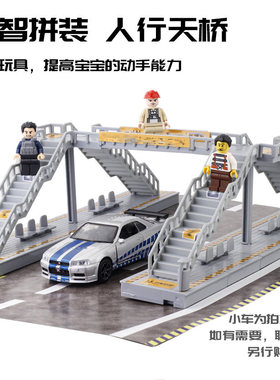人行过街天桥模型城市道路建筑