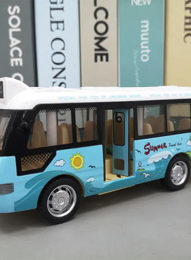 儿童声光巴士玩具车惯性耐摔仿真公交车男孩宝宝开门公共汽车模型