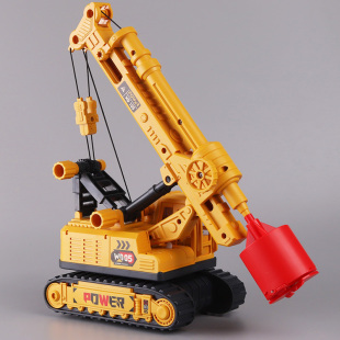 大号打桩机玩具车儿童音乐故事工程车男孩宝宝仿真惯性钻孔机模型