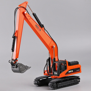 合金工程车模型仿真长臂挖掘机履带转动儿童滑行玩具车摆件挖土机