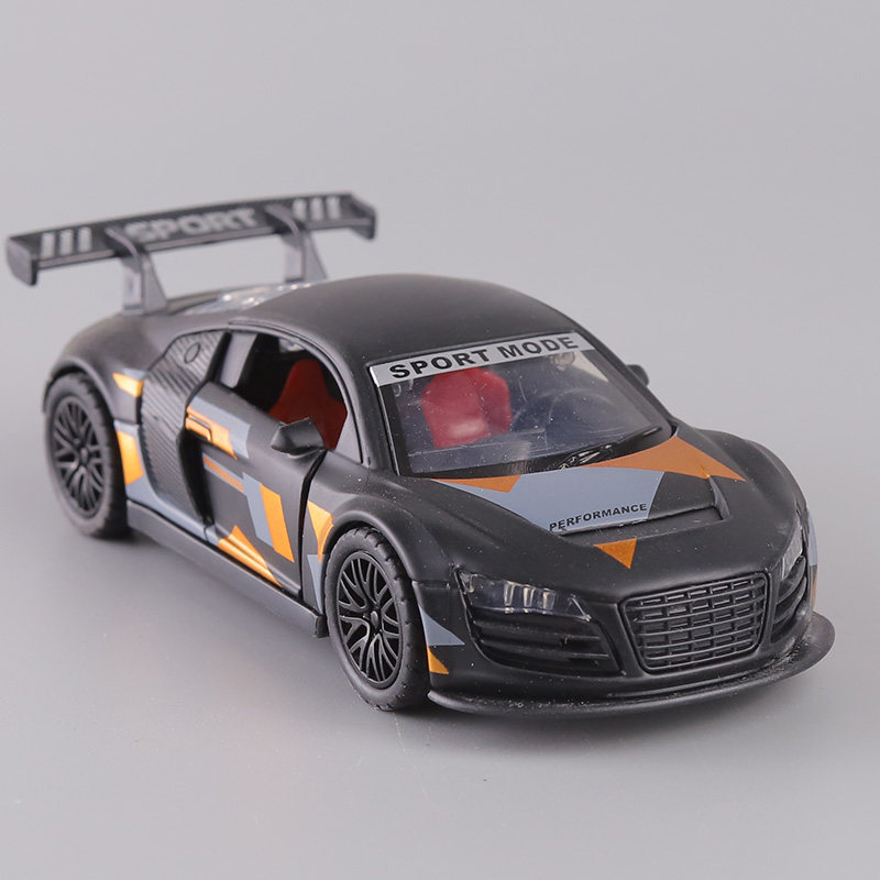 奥迪R8跑车模型儿童回力玩具车三开门合金小汽车2-6岁宝宝赛车