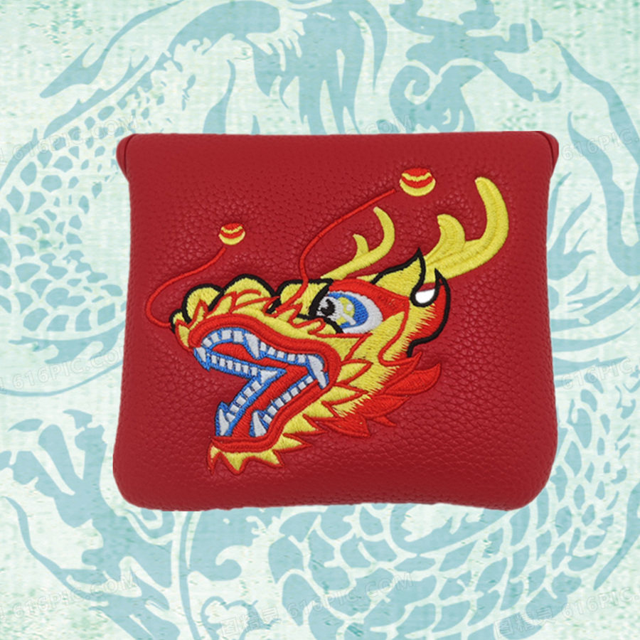 中国龙刺绣高尔夫方形推杆套