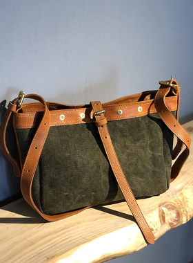 背出松弛感~！复古真皮单肩女包斜挎包休闲牛皮大包男女帆布包潮