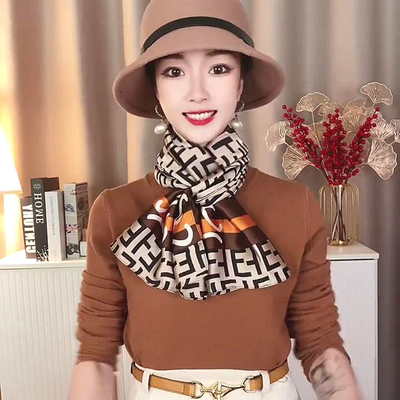丽锦缎秋冬季印花女丝巾围巾披肩