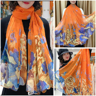 云纹纱新款百搭洋气丝巾女春夏海边旅游拍照披肩沙滩巾秋冬围巾