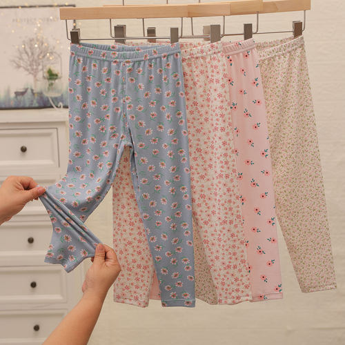 mipink果果螺纹莫代尔秋裤家居裤