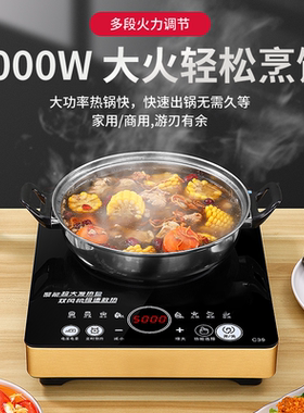 万利达工厂直销电磁炉电磁灶5000W火锅炉十档火力调节安全防水