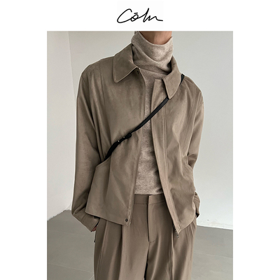 COLN春秋合身翻领麂皮夹克