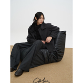 COLN翻领系带大衣 衣架 高领一竖便是生人勿近腰带一束便是行走