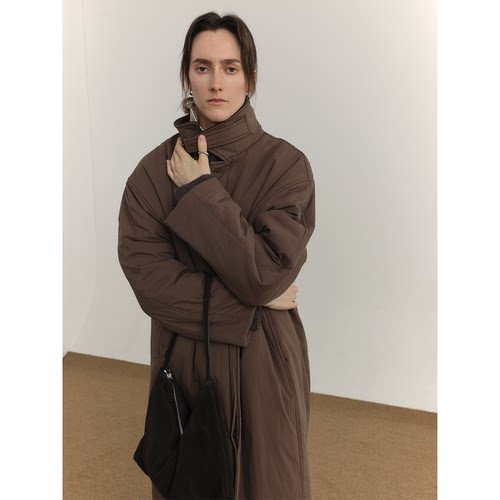 秋冬加厚灯芯绒拼中长款风衣棉衣