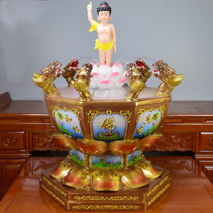 浴佛太子像寺庙居家供奉摆件释迦牟尼诞辰礼佛九龙自动吐水浴佛盆