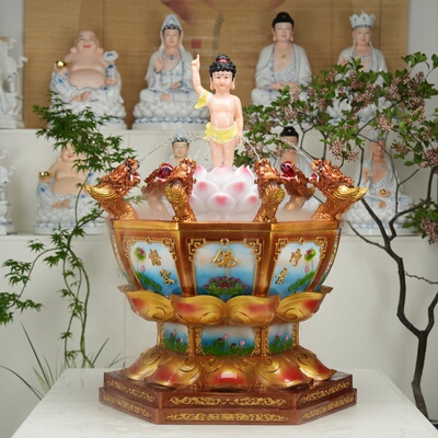 寺院佛堂浴佛太子像供奉释迦牟尼佛诞日礼佛九龙自动吐水沐浴佛盆