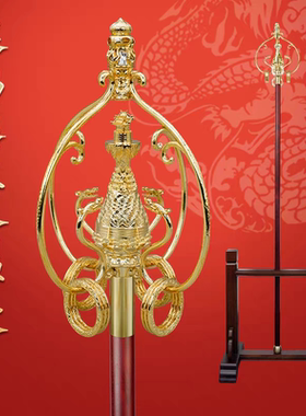 精品仿唐四股12环禅杖出家师父锡杖摆件纯锡鎏金法杖行脚降魔法器