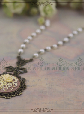 原创~*那时风景*Classical Lolita日常优雅花束项链 复古铜毛衣链