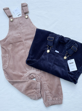 12-24M澳洲cotton*on婴儿春秋灯芯绒背带裤男女宝宝INS连体长裤子