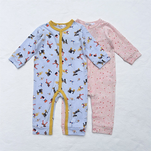 1-24M/法单boutchou新生婴儿春夏薄款连体衣男女宝宝修身长爬服