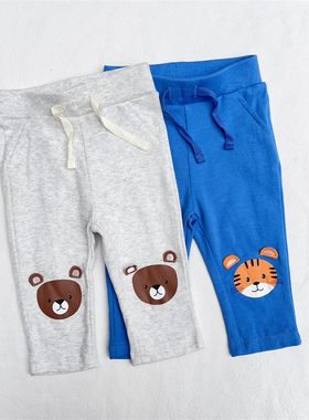 6-36M法国mots婴儿春秋打底裤外贸原单男女宝宝可爱卡通9分长裤子