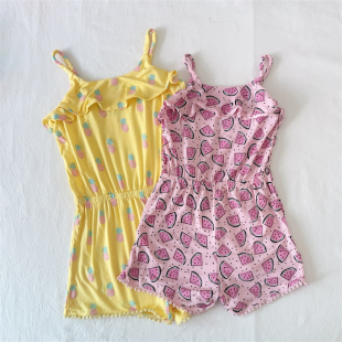 瑞典mywear女童夏牛奶丝吊带连体衣中小童公主INS连体裤 128码