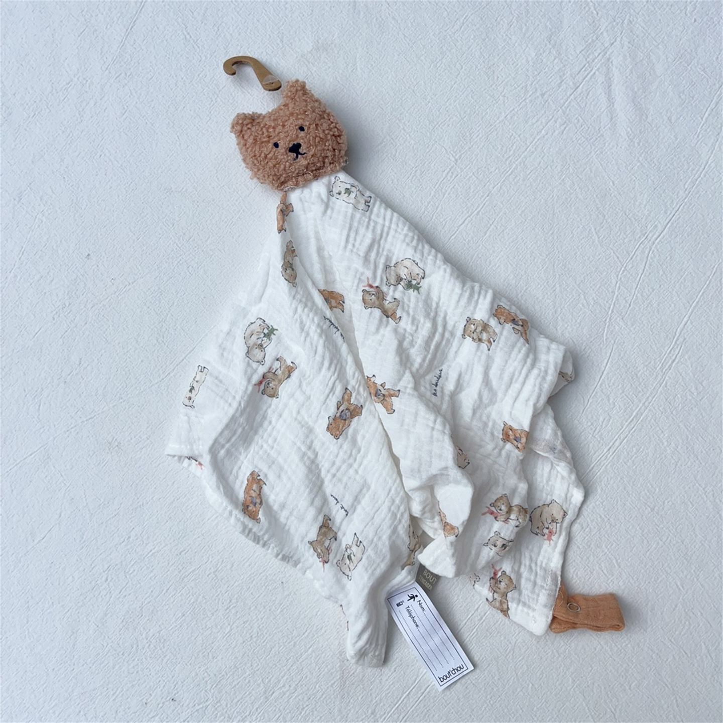 法单bout*chou新生婴儿可爱纱布安抚玩偶男女宝宝外出口水纱布巾