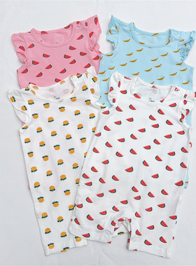 62-86/瑞典ICA新生婴儿夏飞袖平角爬男女宝宝INS可爱短袖包屁哈衣