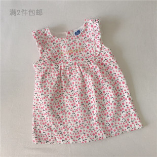 6-12M/法单婴儿春秋拉绒背心马甲裙女宝宝公主INS风外出背心裙子