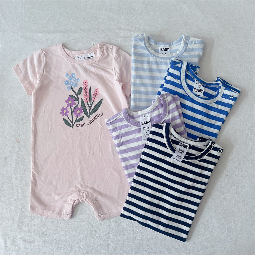 澳洲单cottonon婴儿短袖平角爬 男女宝宝INS风条纹包屁衣哈衣爬服