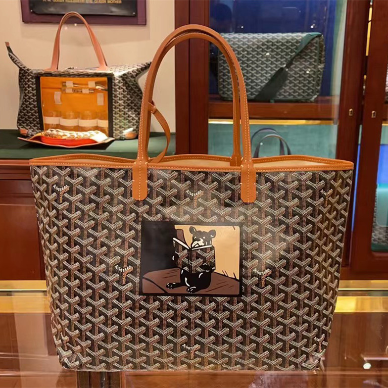 goyard/戈雅女包22新款限量版法斗看书狗牙购物袋 手提单肩托特包