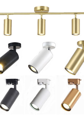 北欧金色明装射灯客厅吸顶式餐厅服装店吧台COB黄铜色LED轨道射灯
