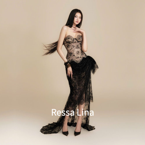 黑色蕾丝抹胸上衣女设计感修身夏