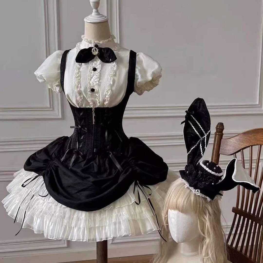 【布蕾兔】原创lolita裙鱼骨胸托腰封裙哥特式公主裙洛丽塔吊带裙