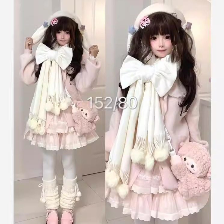 秋冬季新款lolita粉色软糯毛茸茸开衫+短裙+蝴蝶结围巾洛丽塔套装,模玩/动漫/周边/娃圈三坑/桌游,lolita洛丽塔/软妹装/洋装,淘宝优惠券,粉丝福利购,淘宝优惠卷