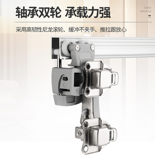 衣柜折叠门步入式五金配件无下轨橱柜移门吊轨轨道推拉门滑轮全套